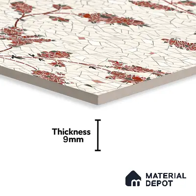 Floral Wall Tile TL 06143 B Crackle Flora Decor 4 ft x 2 ft Vitrified Glue Matte Finish - 9 mm | Suitable For Living Room, Bedroom, Bathroom, Dining
