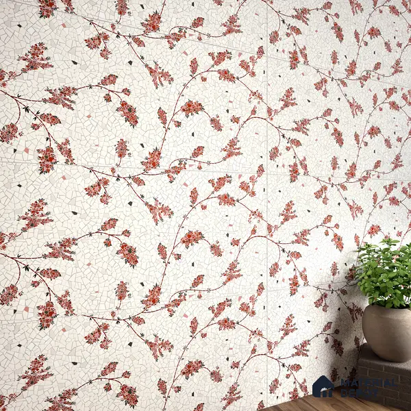 Floral Wall Tile TL 06143 B Crackle Flora Decor 4 ft x 2 ft Vitrified Glue Matte Finish - 9 mm | Suitable For Living Room, Bedroom, Bathroom, Dining