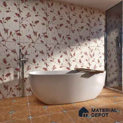 Floral Wall Tile TL 06143 B Crackle Flora Decor 4 ft x 2 ft Vitrified Glue Matte Finish - 9 mm | Suitable For Living Room, Bedroom, Bathroom, Dining