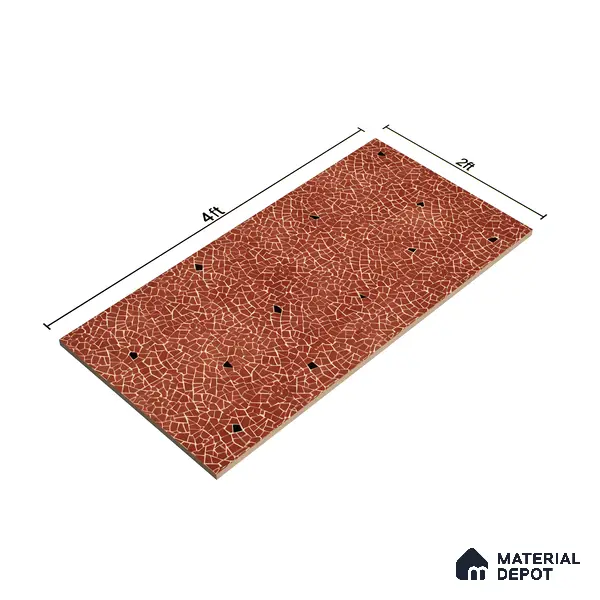 Terrazzo Floor & Wall Tile TL 06143 C Crackle Rosso 4 ft x 2 ft Vitrified Glue Matte Finish - 9 mm | 4 Random Design | Suitable For Living Room, Bedroom, Kitchen