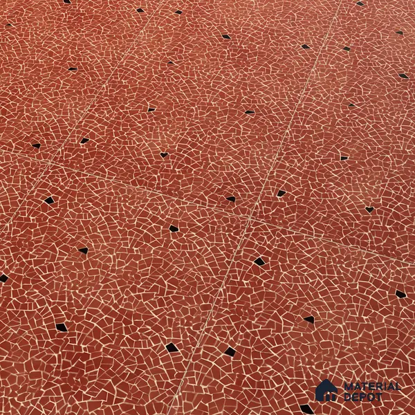 Terrazzo Floor & Wall Tile TL 06143 C Crackle Rosso 4 ft x 2 ft Vitrified Glue Matte Finish - 9 mm | 4 Random Design | Suitable For Living Room, Bedroom, Kitchen