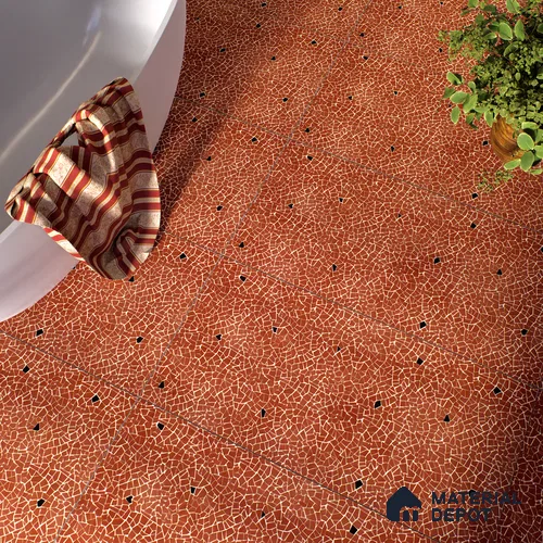 Terrazzo Floor & Wall Tile TL 06143 C Crackle Rosso 4 ft x 2 ft Vitrified Glue Matte Finish - 9 mm | 4 Random Design | Suitable For Living Room, Bedroom, Kitchen