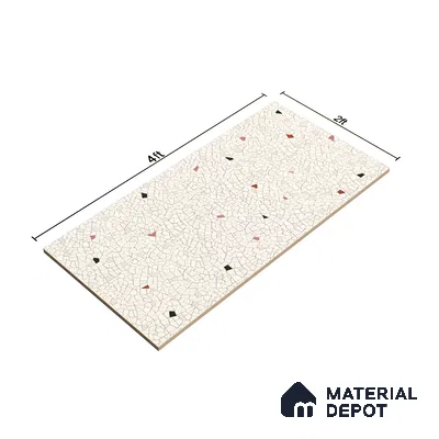 Terrazzo Floor & Wall Tile TL 06143 Crackle Bianco 4 ft x 2 ft Vitrified Glue Matte Finish - 9 mm | 6 Random Design | Suitable For Living Room, Bedroom, Kitchen