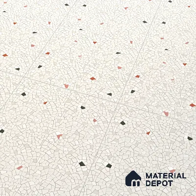 Terrazzo Floor & Wall Tile TL 06143 Crackle Bianco 4 ft x 2 ft Vitrified Glue Matte Finish - 9 mm | 6 Random Design | Suitable For Living Room, Bedroom, Kitchen