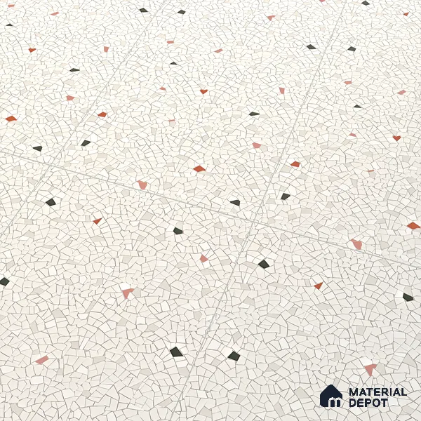 Terrazzo Floor & Wall Tile TL 06143 Crackle Bianco 4 ft x 2 ft Vitrified Glue Matte Finish - 9 mm | 6 Random Design | Suitable For Living Room, Bedroom, Kitchen