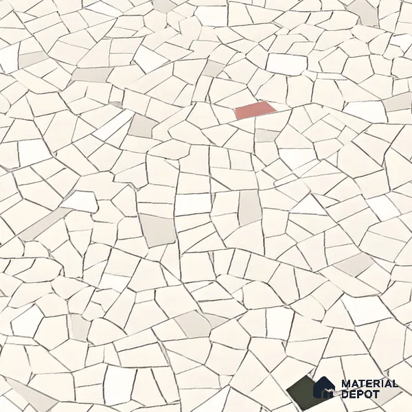 Terrazzo Floor & Wall Tile TL 06143 Crackle Bianco 4 ft x 2 ft Vitrified Glue Matte Finish - 9 mm | 6 Random Design | Suitable For Living Room, Bedroom, Kitchen