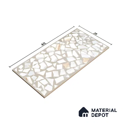 Terrazzo Floor & Wall Tile TL 06085 Trioti Bianco 4 ft x 2 ft Vitrified Matte Finish - 9 mm | 4 Random Design | Suitable For Living Room, Bedroom, Bathroom, Kitchen