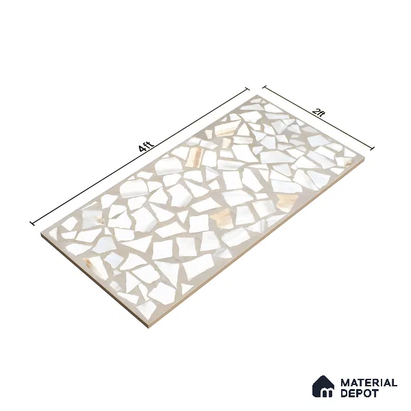 Terrazzo Floor & Wall Tile TL 06085 Trioti Bianco 4 ft x 2 ft Vitrified Matte Finish - 9 mm | 4 Random Design | Suitable For Living Room, Bedroom, Bathroom, Kitchen