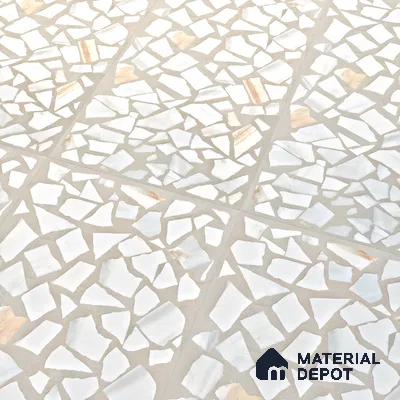 Terrazzo Floor & Wall Tile TL 06085 Trioti Bianco 4 ft x 2 ft Vitrified Matte Finish - 9 mm | 4 Random Design | Suitable For Living Room, Bedroom, Bathroom, Kitchen