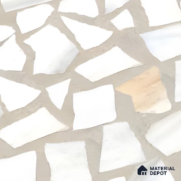 Terrazzo Floor & Wall Tile TL 06085 Trioti Bianco 4 ft x 2 ft Vitrified Matte Finish - 9 mm | 4 Random Design | Suitable For Living Room, Bedroom, Bathroom, Kitchen