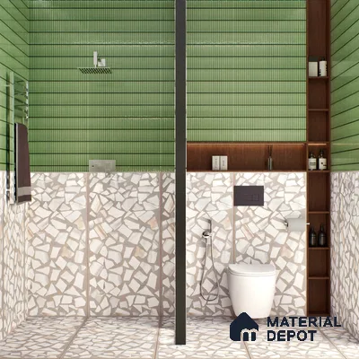Terrazzo Floor & Wall Tile TL 06085 Trioti Bianco 4 ft x 2 ft Vitrified Matte Finish - 9 mm | 4 Random Design | Suitable For Living Room, Bedroom, Bathroom, Kitchen