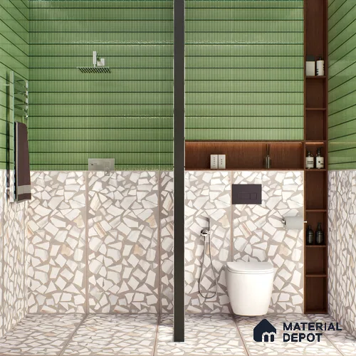 Terrazzo Floor & Wall Tile TL 06085 Trioti Bianco 4 ft x 2 ft Vitrified Matte Finish - 9 mm | 4 Random Design | Suitable For Living Room, Bedroom, Bathroom, Kitchen