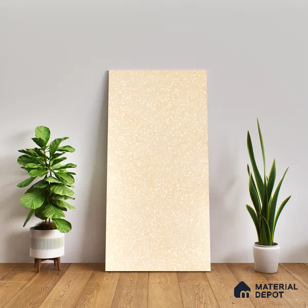 Terrazzo Floor & Wall Tile TL 06086 B Terrazzo Crema 4 ft x 2 ft Vitrified Matte Finish - 9 mm | 4 Random Design | Suitable For Living Room, Bedroom, Bathroom, Kitchen (Sample)
