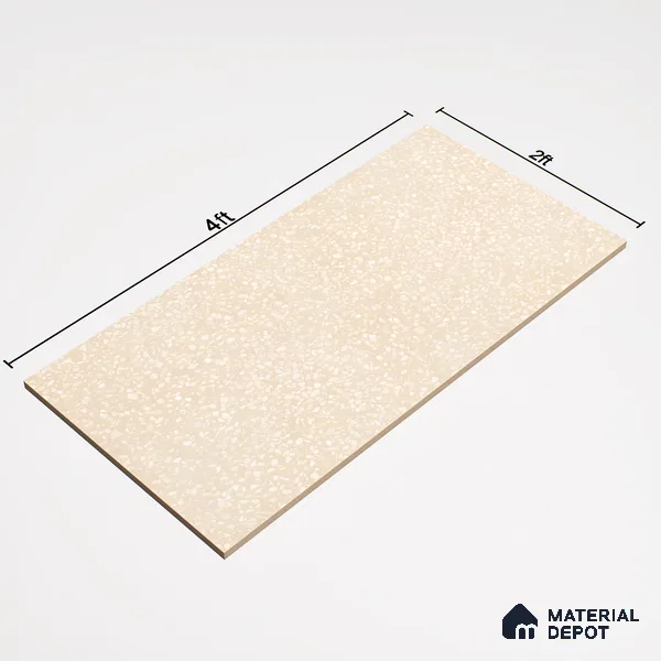 Terrazzo Floor & Wall Tile TL 06086 B Terrazzo Crema 4 ft x 2 ft Vitrified Matte Finish - 9 mm | 4 Random Design | Suitable For Living Room, Bedroom, Bathroom, Kitchen (Sample)