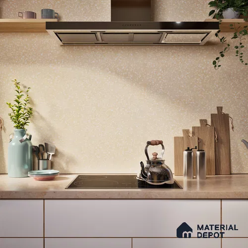 Terrazzo Floor & Wall Tile TL 06086 B Terrazzo Crema 4 ft x 2 ft Vitrified Matte Finish - 9 mm | 4 Random Design | Suitable For Living Room, Bedroom, Bathroom, Kitchen