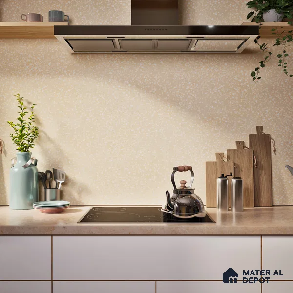 Terrazzo Floor & Wall Tile TL 06086 B Terrazzo Crema 4 ft x 2 ft Vitrified Matte Finish - 9 mm | 4 Random Design | Suitable For Living Room, Bedroom, Bathroom, Kitchen (Sample)