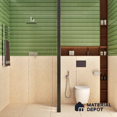 Terrazzo Floor & Wall Tile TL 06086 B Terrazzo Crema 4 ft x 2 ft Vitrified Matte Finish - 9 mm | 4 Random Design | Suitable For Living Room, Bedroom, Bathroom, Kitchen (Sample)