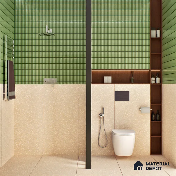Terrazzo Floor & Wall Tile TL 06086 B Terrazzo Crema 4 ft x 2 ft Vitrified Matte Finish - 9 mm | 4 Random Design | Suitable For Living Room, Bedroom, Bathroom, Kitchen (Sample)