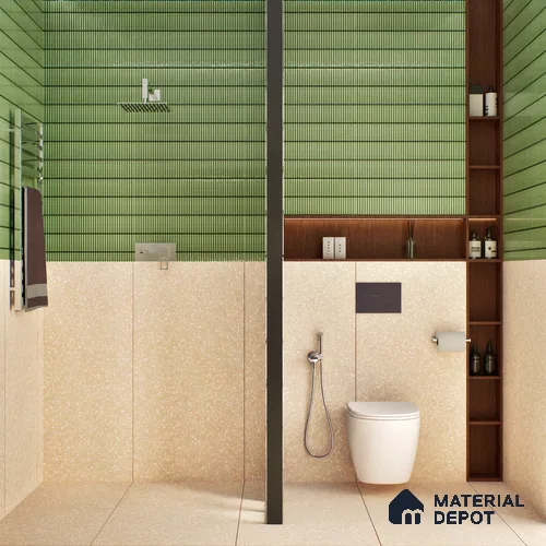 Terrazzo Floor & Wall Tile TL 06086 B Terrazzo Crema 4 ft x 2 ft Vitrified Matte Finish - 9 mm | 4 Random Design | Suitable For Living Room, Bedroom, Bathroom, Kitchen