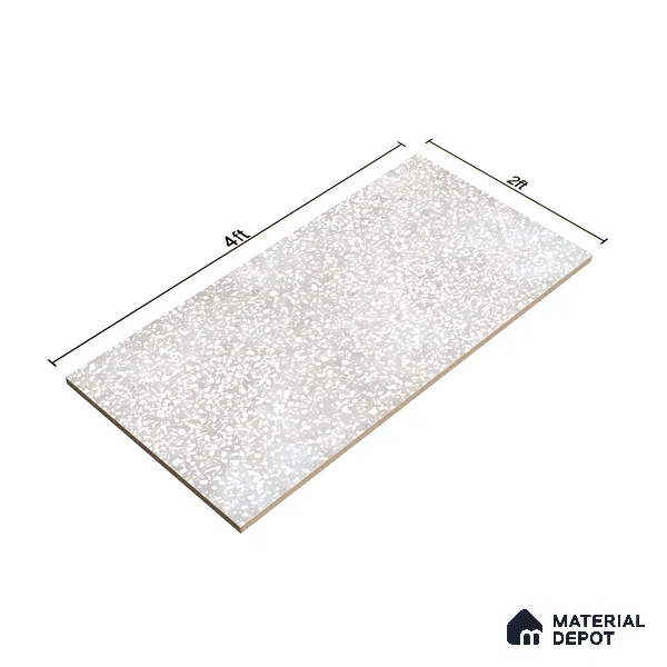Terrazzo Floor & Wall Tile TL 06086 C Terrazzo Grey 4 ft x 2 ft Vitrified Matte Finish - 9 mm | 8 Random Design | Suitable For Living Room, Bedroom, Bathroom, Kitchen (Sample)