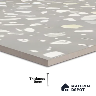 Terrazzo Floor & Wall Tile TL 06086 C Terrazzo Grey 4 ft x 2 ft Vitrified Matte Finish - 9 mm | 8 Random Design | Suitable For Living Room, Bedroom, Bathroom, Kitchen (Sample)