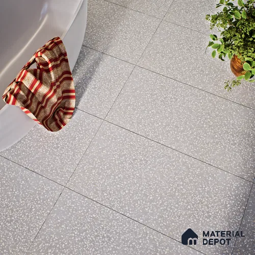 Terrazzo Floor & Wall Tile TL 06086 C Terrazzo Grey 4 ft x 2 ft Vitrified Matte Finish - 9 mm | 8 Random Design | Suitable For Living Room, Bedroom, Bathroom, Kitchen