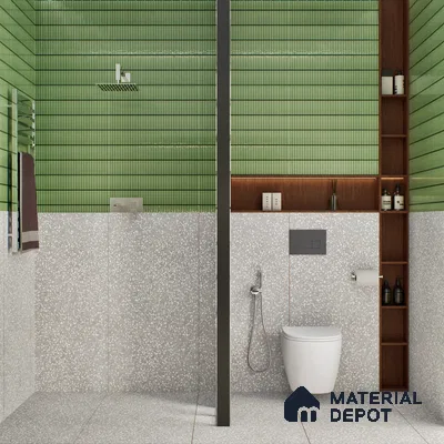 Terrazzo Floor & Wall Tile TL 06086 C Terrazzo Grey 4 ft x 2 ft Vitrified Matte Finish - 9 mm | 8 Random Design | Suitable For Living Room, Bedroom, Bathroom, Kitchen (Sample)