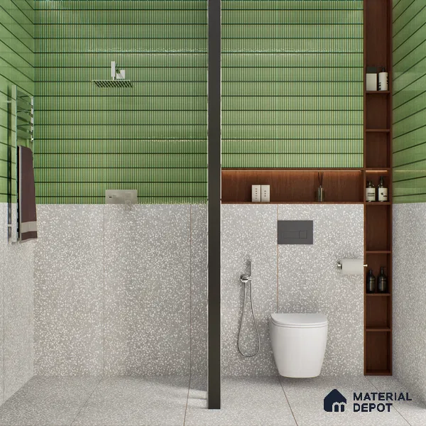 Terrazzo Floor & Wall Tile TL 06086 C Terrazzo Grey 4 ft x 2 ft Vitrified Matte Finish - 9 mm | 8 Random Design | Suitable For Living Room, Bedroom, Bathroom, Kitchen (Sample)