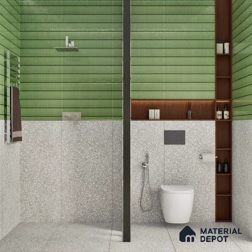 Terrazzo Floor & Wall Tile TL 06086 C Terrazzo Grey 4 ft x 2 ft Vitrified Matte Finish - 9 mm | 8 Random Design | Suitable For Living Room, Bedroom, Bathroom, Kitchen