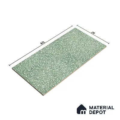 Terrazzo Floor & Wall Tile TL 06086 D Terrazzo Green 4 ft x 2 ft Vitrified Matte Finish - 9 mm | 8 Random Design | Suitable For Living Room, Bedroom, Bathroom, Kitchen