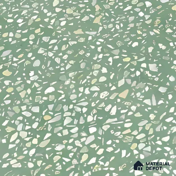 Terrazzo Floor & Wall Tile TL 06086 D Terrazzo Green 4 ft x 2 ft Vitrified Matte Finish - 9 mm | 8 Random Design | Suitable For Living Room, Bedroom, Bathroom, Kitchen