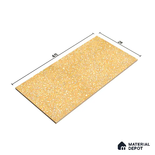 Terrazzo Floor & Wall Tile TL 06086 E Terrazzo Mustard 4 ft x 2 ft Vitrified Matte Finish - 9 mm | 8 Random Design | Suitable For Living Room, Bedroom, Bathroom, Kitchen