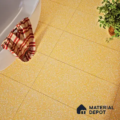 Terrazzo Floor & Wall Tile TL 06086 E Terrazzo Mustard 4 ft x 2 ft Vitrified Matte Finish - 9 mm | 8 Random Design | Suitable For Living Room, Bedroom, Bathroom, Kitchen