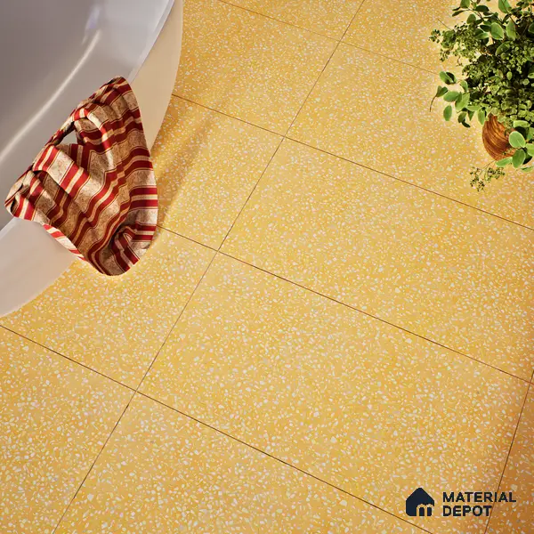 Terrazzo Floor & Wall Tile TL 06086 E Terrazzo Mustard 4 ft x 2 ft Vitrified Matte Finish - 9 mm | 8 Random Design | Suitable For Living Room, Bedroom, Bathroom, Kitchen