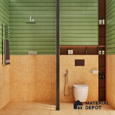 Terrazzo Floor & Wall Tile TL 06086 E Terrazzo Mustard 4 ft x 2 ft Vitrified Matte Finish - 9 mm | 8 Random Design | Suitable For Living Room, Bedroom, Bathroom, Kitchen