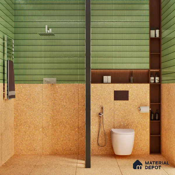 Terrazzo Floor & Wall Tile TL 06086 E Terrazzo Mustard 4 ft x 2 ft Vitrified Matte Finish - 9 mm | 8 Random Design | Suitable For Living Room, Bedroom, Bathroom, Kitchen