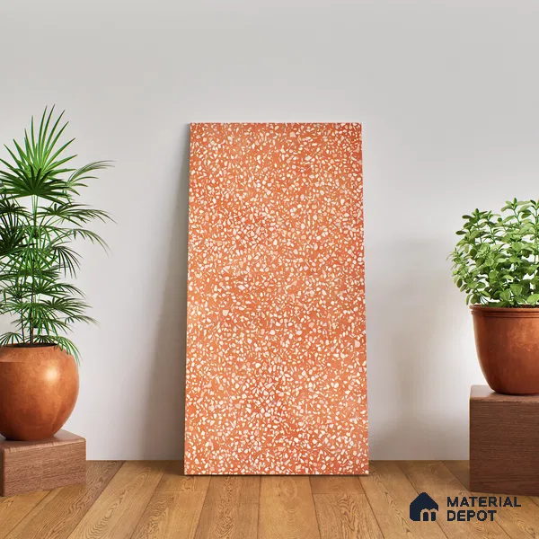 Terrazzo Floor & Wall Tile TL 06086 F Terrazzo Ruby 4 ft x 2 ft Vitrified Matte Finish - 9 mm | 8 Random Design | Suitable For Living Room, Bedroom, Bathroom, Kitchen