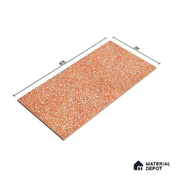 Terrazzo Floor & Wall Tile TL 06086 F Terrazzo Ruby 4 ft x 2 ft Vitrified Matte Finish - 9 mm | 8 Random Design | Suitable For Living Room, Bedroom, Bathroom, Kitchen