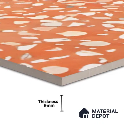 Terrazzo Floor & Wall Tile TL 06086 F Terrazzo Ruby 4 ft x 2 ft Vitrified Matte Finish - 9 mm | 8 Random Design | Suitable For Living Room, Bedroom, Bathroom, Kitchen