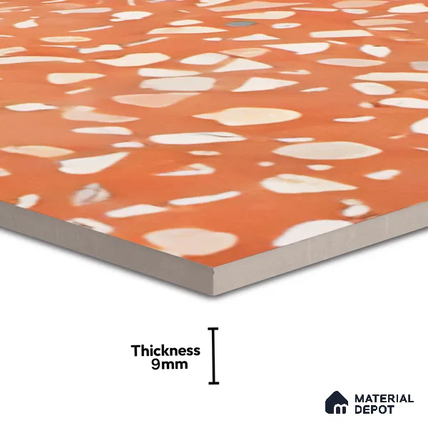 Terrazzo Floor & Wall Tile TL 06086 F Terrazzo Ruby 4 ft x 2 ft Vitrified Matte Finish - 9 mm | 8 Random Design | Suitable For Living Room, Bedroom, Bathroom, Kitchen
