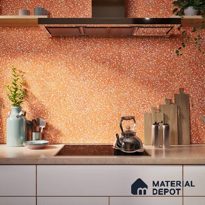 Terrazzo Floor & Wall Tile TL 06086 F Terrazzo Ruby 4 ft x 2 ft Vitrified Matte Finish - 9 mm | 8 Random Design | Suitable For Living Room, Bedroom, Bathroom, Kitchen