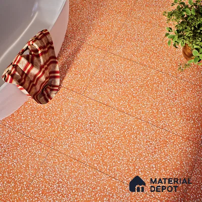 Terrazzo Floor & Wall Tile TL 06086 F Terrazzo Ruby 4 ft x 2 ft Vitrified Matte Finish - 9 mm | 8 Random Design | Suitable For Living Room, Bedroom, Bathroom, Kitchen