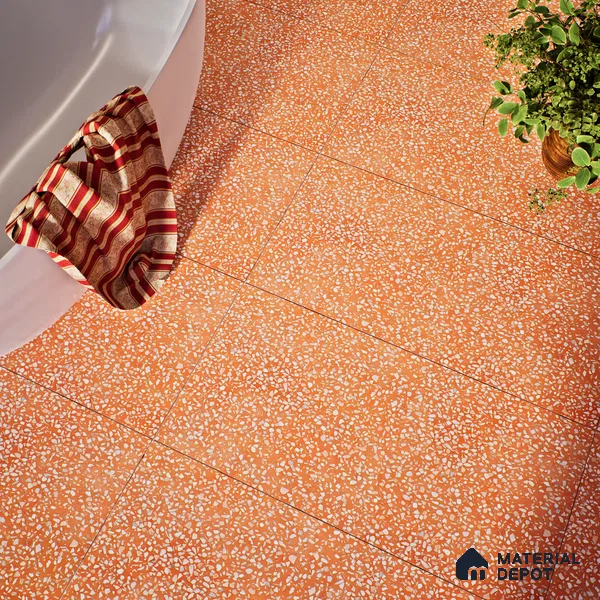 Terrazzo Floor & Wall Tile TL 06086 F Terrazzo Ruby 4 ft x 2 ft Vitrified Matte Finish - 9 mm | 8 Random Design | Suitable For Living Room, Bedroom, Bathroom, Kitchen