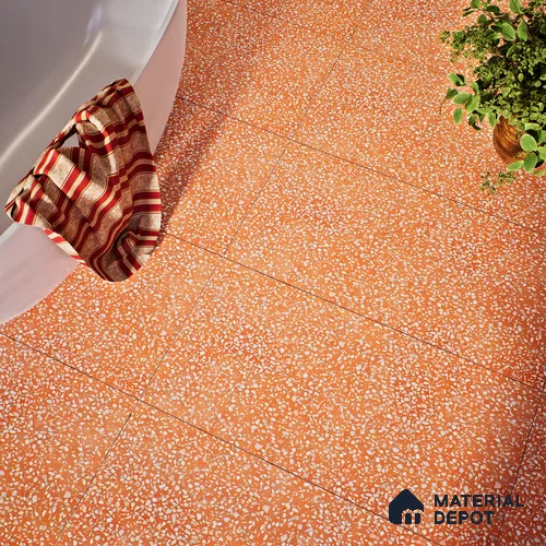 Terrazzo Floor & Wall Tile TL 06086 F Terrazzo Ruby 4 ft x 2 ft Vitrified Matte Finish - 9 mm | 8 Random Design | Suitable For Living Room, Bedroom, Bathroom, Kitchen