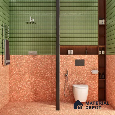 Terrazzo Floor & Wall Tile TL 06086 F Terrazzo Ruby 4 ft x 2 ft Vitrified Matte Finish - 9 mm | 8 Random Design | Suitable For Living Room, Bedroom, Bathroom, Kitchen