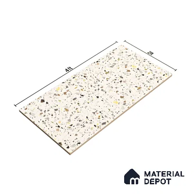 Terrazzo Floor & Wall Tile TL 06086 G Natural Terra White 4 ft x 2 ft Vitrified Matte Finish - 9 mm | 8 Random Design | Suitable For Living Room, Bedroom, Bathroom, Kitchen (Sample)