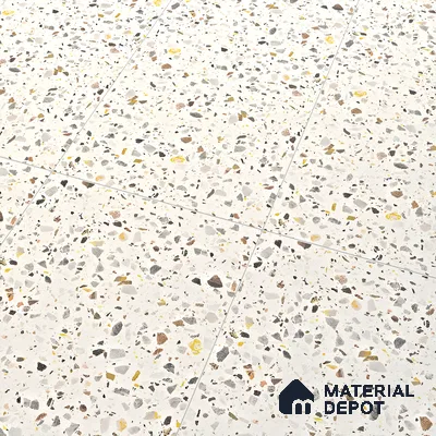 Terrazzo Floor & Wall Tile TL 06086 G Natural Terra White 4 ft x 2 ft Vitrified Matte Finish - 9 mm | 8 Random Design | Suitable For Living Room, Bedroom, Bathroom, Kitchen (Sample)
