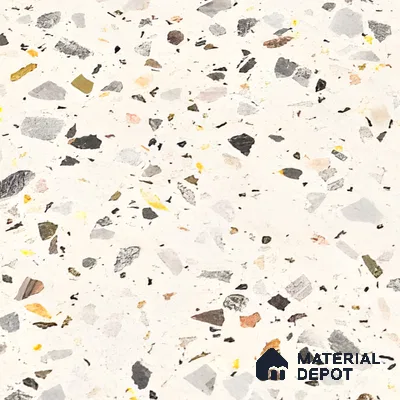 Terrazzo Floor & Wall Tile TL 06086 G Natural Terra White 4 ft x 2 ft Vitrified Matte Finish - 9 mm | 8 Random Design | Suitable For Living Room, Bedroom, Bathroom, Kitchen (Sample)