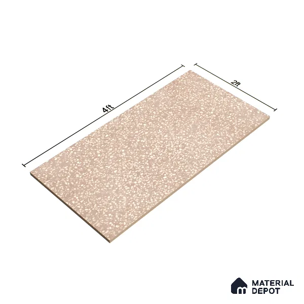 Terrazzo Floor & Wall Tile TL 06086 Terrazzo Taupe 4 ft x 2 ft Vitrified Matte Finish - 9 mm | 4 Random Design | Suitable For Living Room, Bedroom, Bathroom, Kitchen