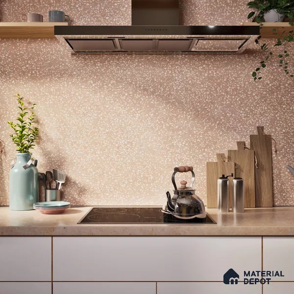 Terrazzo Floor & Wall Tile TL 06086 Terrazzo Taupe 4 ft x 2 ft Vitrified Matte Finish - 9 mm | 4 Random Design | Suitable For Living Room, Bedroom, Bathroom, Kitchen